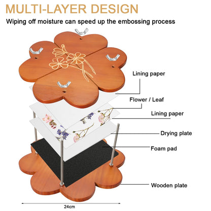 GPVHYJ Flower Press Kit for Adults 11" x 11" 6-Layer Large Wooden Plant Pressing DIY Bouquet Preservation & Dried Flower Art