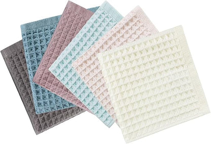 6 Pack Waffle Weave Dish Cloths, 13x13 Inch 100% Cotton Kitchen Towels