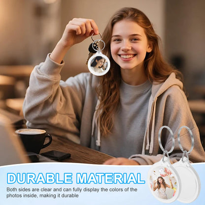 ASTRQLE 25 Pack Clear Blank Acrylic Photo Insert Picture Frame Keyring Key Chains Keychains Insert Personalised Custom Keychains with Split Ring for Family & Friends Gifts DIY Craft