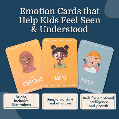 Samma Sati Emotion Flashcards – 25 Emotion Cards for Toddlers - Help Toddlers Identify Emotions – Emotion Cards for Kids – Fun Illustrations Mixed Emotions Card Deck & Feelings Card - 2-8 Years