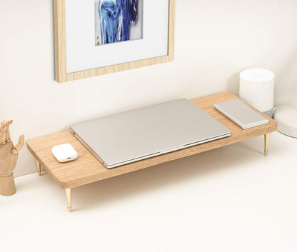 CRAFT KITTIES Monitor Stand Wood Riser with 4 USB Ports, Computer Monitor Stand with America Walnut Data Transfer Charging Hub -Compatible with Computer, Mac, PCs, Smartphone, 20.5*8.3in
