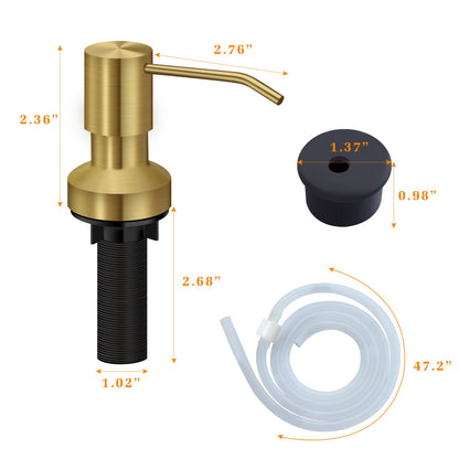 Sink Soap Dispenser for Kitchen Sink, Countertop Built in Sink Soap Dispenser with 47” Extension Tube kit, No Need to Fill The Little Bottle Again (Gray)
