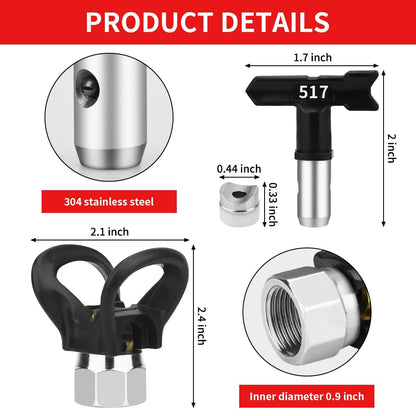 Spray Freely-8 Piece Set of Extension Pole Rod,Airless Paint Sprayer Gun Tip Extension Pole,with Swivel Joint Reversible Spray Tips and Tip Guard Protector (8in 12in 20in 30in 40in)