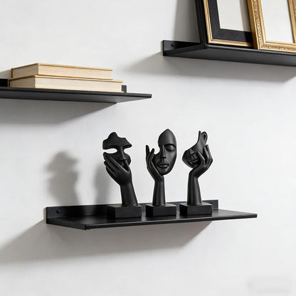 3 Pcs Thinker Small Statue Set - Black Art Abstract Home Accent Figurines for Decor Bedroom, Shelves, Living Room Coffee Table, Office Desktop (3 Pcs Black, 6")