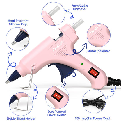30W Mini Hot Glue Gun Kit with 30 Glue Sticks, Fast Preheating Hot Melt, High Temp for School Crafts DIY Arts and Quick Home Repairs
