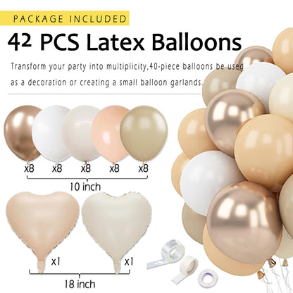Champagne-Gold Beige Birthday Decorations for Women Girls,Cream Neutral Balloons Décor,Happy Banner,Boho Peach Paper Lanterns Tissue Pom Poms Fan,Anniversary Princess Backdrop Party Supplies