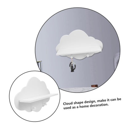ARTIBETTER 14" Wooden Cloud Floating Shelf - No-Drill White Wall Mounted Storage Ledge, Solid Wood Nursery Book Shelf for Kids Room, Adorable Wall Decor for Toys, Figurines & Photos (1 Pack)