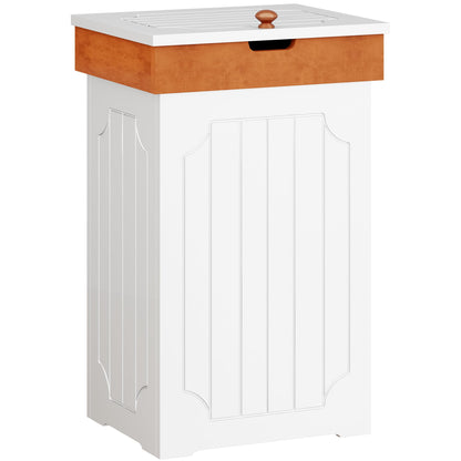 Function Home Trash Can Cabinet, 13 Gallon Kitchen Garbage Can, Wood Recycling Trash Bin, Freestanding Dog Proof Trash Can, Farmhouse Trash Cabinet with Lid for Home Kitchen Bathroom, White