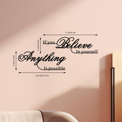 Resama If You Believe in Yourself,Anything is Possible Wall Art Decor 2 Pcs Metal Inspiration Encouragement Wall Art Sayings Black Inspirational Quotes Hanging Decoration