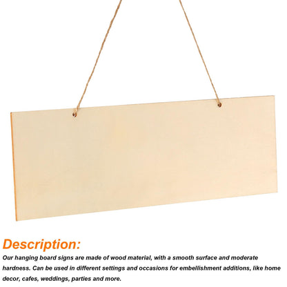 uxcell 3Pcs Unfinished Hanging Wood Sign, 11.8 x 3.9 Inch Rectangle Box-Wood Blank Plaque for DIY Crafts Art Projects Home Decoration (Beige)