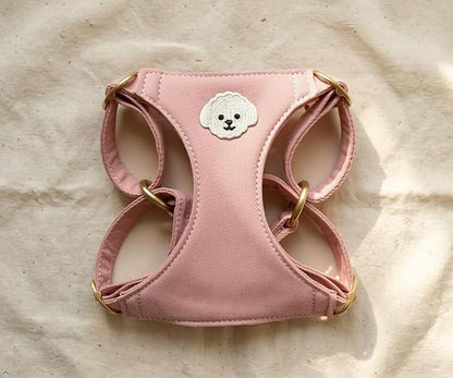AetruffyPet 100% Cotton Dog Harness and Leash Set – Soft Breathable Vest for Small Dogs, Adjustable No-Choke Design, Lightweight Walking Set (XS/S/M) (Pink, XS)