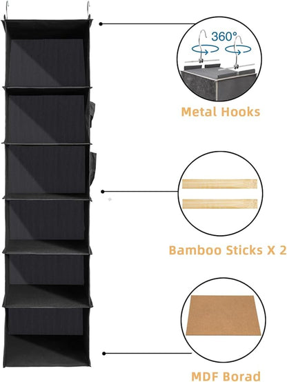 2 Packs Hanging Closet Organizer, 6-Shelf Closet Organizers and Storage