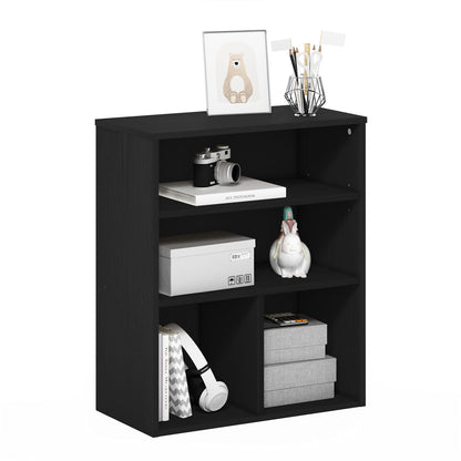 Furinno PASIR Book Shelf, 3-Tier Display Bookshelf with Adjustable Shelf, Cube Storage Bookcase, 11.8 x 23.6 x 28.2, for Living Room, Bedroom, Home Office, Black Oak