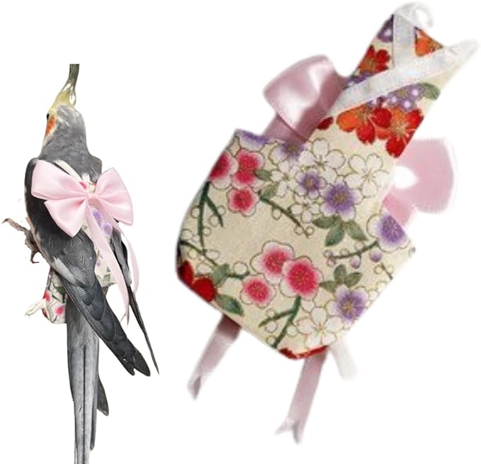 Bird Diaper Parrot Washable Diapers, Parrot Flight Suit, Reusable Nappies for Parakeet Cockatiel Mini Macaw Budgie Conure Lovebird (Beige,Sulphur-Crested Cockatoo)