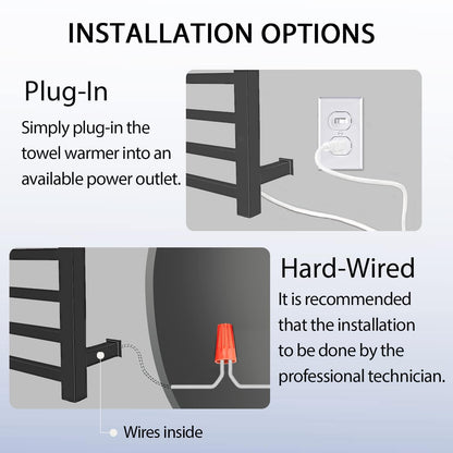 Towel Warmer Rack for Bathroom with Timer/Fahrenheit Temperature Control Wall Mounted Electric Heated 10 Bar Rail Plug-in or Hardwired Keep Bath Shower Towel Warming (Brushed Gold)