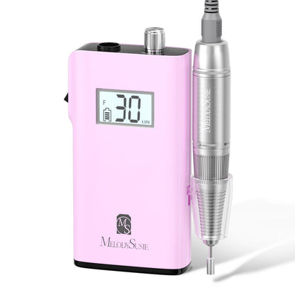 MelodySusie Professional Rechargeable 30000 RPM Nail Drill,SC320H Portable Electric E File Scamander, Acrylic Gel Grinder Tools with 6 Bits and Sanding Bands for Manicure Pedicure Carve Polish(Black)