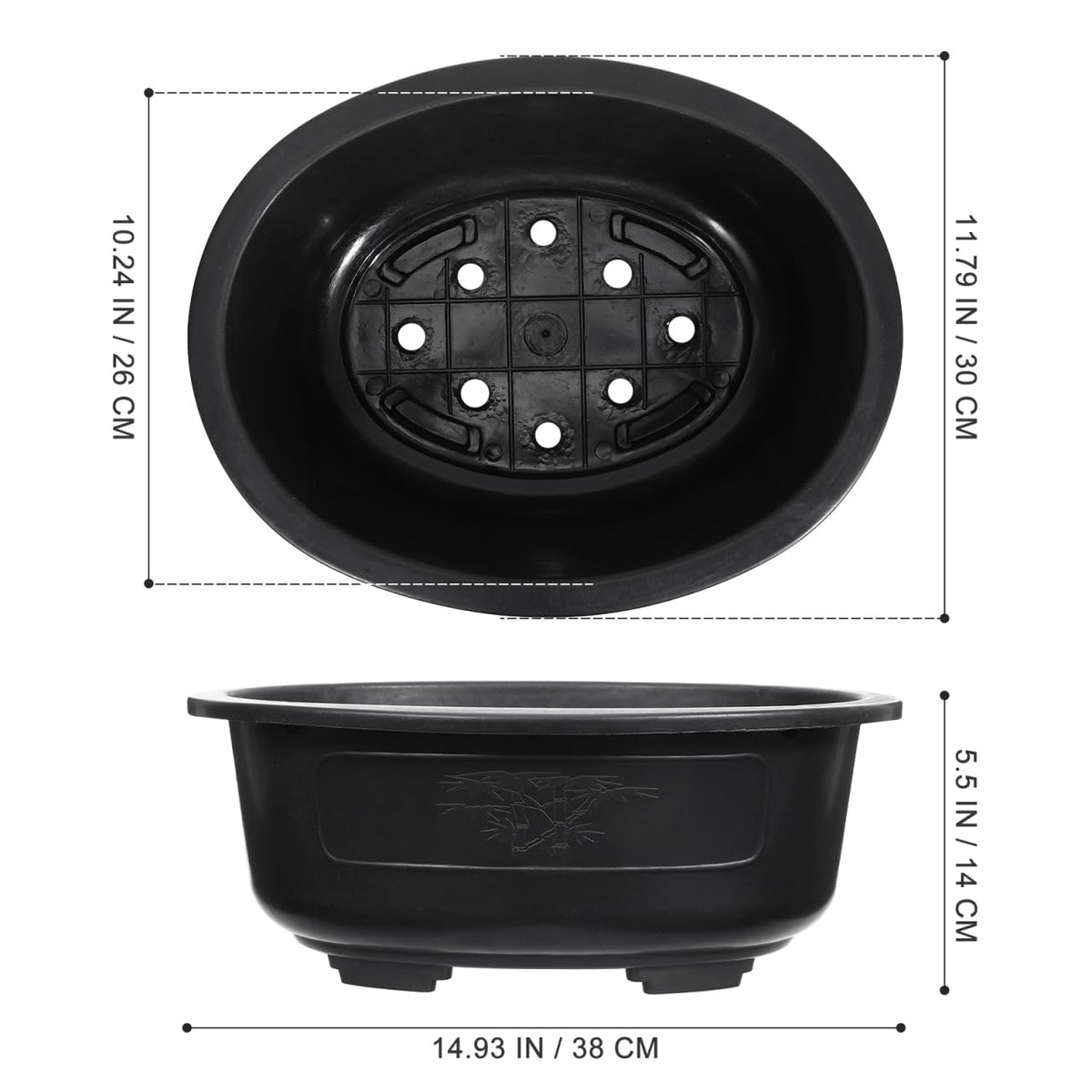 DOITOOL 2 Pcs Large Bonsai Pots 15 Inch Plastic Oval Training Planter with Drainage Holes Deep Tree Bowl for Succulent Nursery