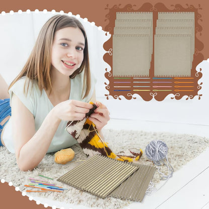 FINGERINSPIRE Cardboard Weaving Looms Kit Include 8pcs Wide Notch Weaving Looms 16pcs Large Eye Plastic Sewing Needle for Beginner Knitting Sewing Crochet Basket Jewelry Art Craft-11-4/5x9-4/5
