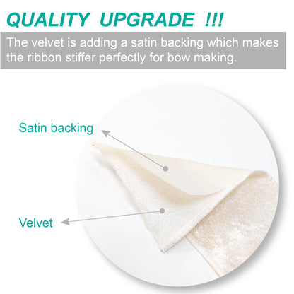 Ivory Velvet Ribbon 2.5 Inch x 10 Yards for Christmas Tree Topper Home Decoration Wreath Gift Wrapping DIY Craft