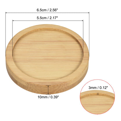 PATIKIL Plant Pot Saucer, 6 Pack 2.6 Inch OD Bamboo Round Flower Drip Tray for Indoors