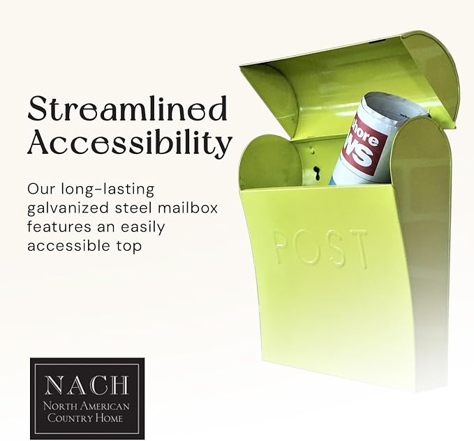 NACH Wall Mount Mailboxes for Outside, 11x4.5x12.5 in Pistachio Green Mail Boxes for House Outside, Waterproof Mailbox - Vicki-Style Mail Box