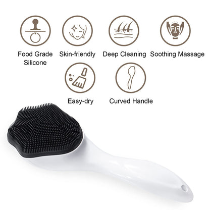 2 Pack Silicone Face Scrubber Exfoliating Brush, Manual Handheld Facial Cleansing Brush Blackhead Scrubber, Soft Bristles Waterproof for Face Skincare (Round-Pink)