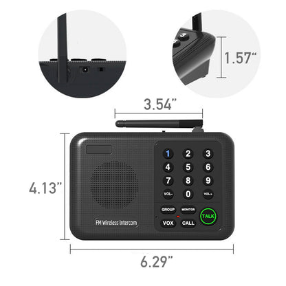 Generic Wireless Intercom System, 3 Units Set Intercoms for Home House Business Office Audio Intercom Communication, 10 Channel, 2 Mile Range 3 Stations with Monitor Function