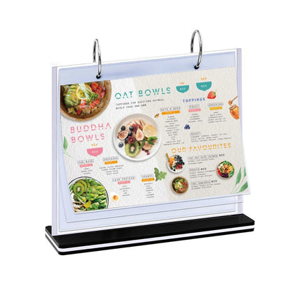 HENGSENLI A5 multi-page flip display card label display stand detachable label business menu holder,T-shaped double sided