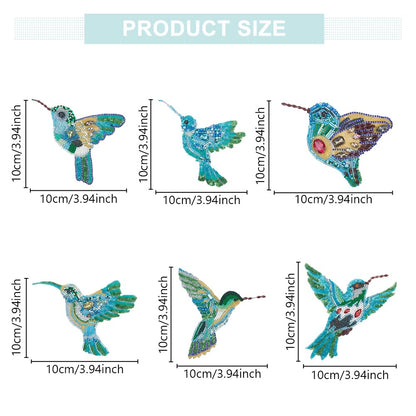 WEBEEDY 6 Sets DIY Hummingbird Rhinestone Beaded Patch Kit Bird Brooch Pin Hair Barrette Making,Sequin Beaded Patches Sew on Crystal Beaded Appliques Patch for Spring Clothes Shoes Sewing Patchworks