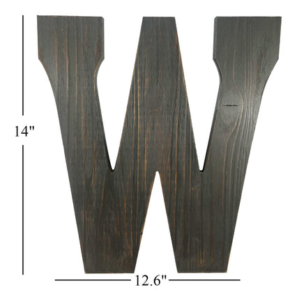 ABELOTS Big Letter Wall Art for Living Room, Bathroom, Bedroom, and Home Decor, Rustic Farmhouse Lettering for Family Last Names, Large Decorative Wood, 14” x 10” (Big W)