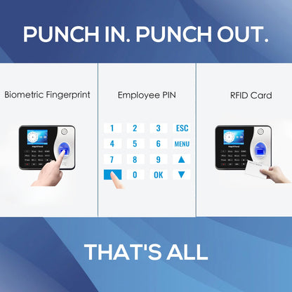 HapAttend Time Clocks for Employees Small Business Automatic Calculate Hours, 0 Monthly Fees Fingerprint Time Clock, H3 Standalone Biometric Clock in Machine for Employees with 5 RFID Cards (No WiFi)