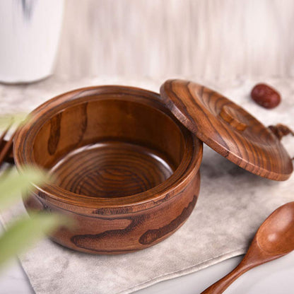 DOITOOL Wooden Snacks Bowl with Lid 6.29 Inch Square Fruit Plate Lightweight Serving Bowl for Nuts Candy Salad Home Kitchen Dining