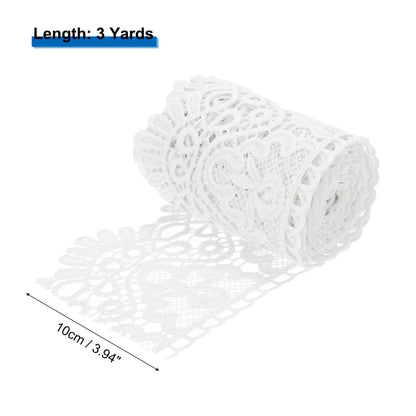 MECCANIXITY 4 Inch Wide 3 Yard Lace Ribbon Floral Pattern White Lace Trim Ribbon for Sewing Making DIY Crafts Gift Wrapping Wedding Decor