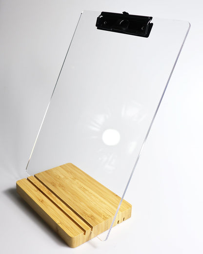 Clipboard with Stand,Clear Acrylic Freestanding Clipboard with Pen Holder,Sign Holder,Document Typing Paper Stand,Menu Display Board,Receipt Holder (8.5"×11")