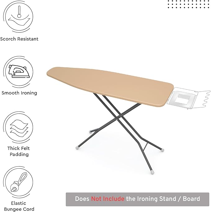 Encasa XO Ironing Board Cover and Pad 42"x14" - 4mm Felt Medium Iron Board