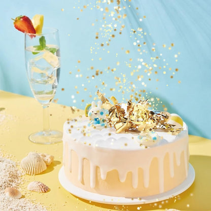Lwuey Decorating Flakes, Gold Leaf Cake Decoration Flake Goldlen Toppers Gilding Foil Decor Imitation Metallic Decorative Drink Cooking Chocolates Cakes Drinks Dessert Cupcake Makeup 4PCS