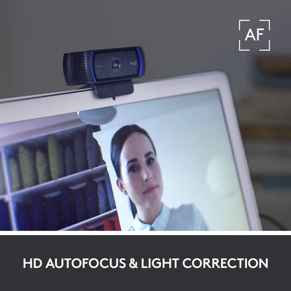 Logitech C920S HD Pro Webcam, Full HD 1080p/30fps Video Calling, Clear Stereo Audio, Light Correction, Privacy Shutter, Works with Skype, Zoom, FaceTime, Hangouts, PC/Mac/Laptop/Tablet/Xbox