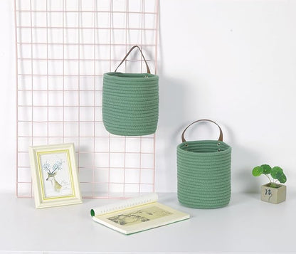 2pack Small Hanging Basket-Cotton Rope Wall Basket