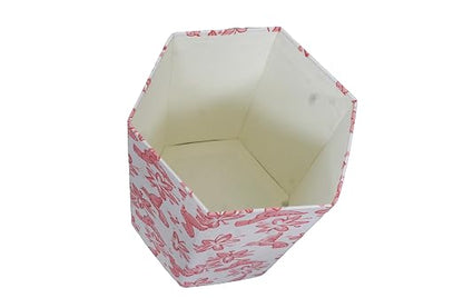Generic 3.3 Gallon Cotton Hand Block Printed Paper Waste Basket |Small Decorative Trash Can for Housewarming Gifts in Living Room, Bedroom, Bathroom | Eco-Friendly, Plastic-Free (1, PINK BIRD)
