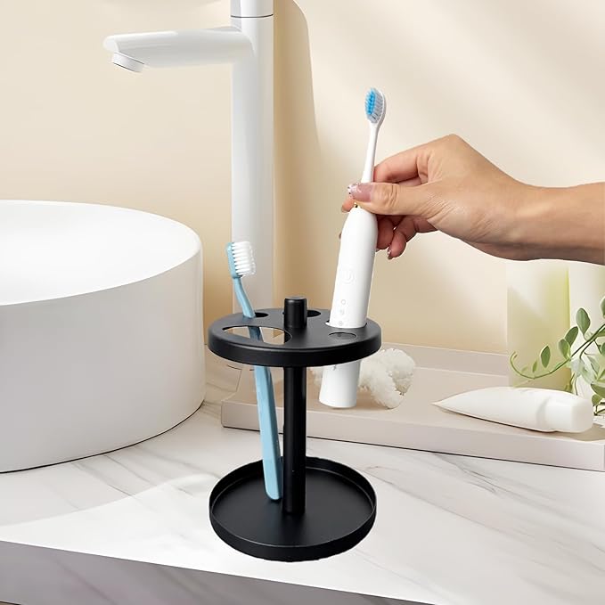 Black Metal Toothbrush Holder Stand