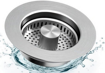 Upgraded 3 in 1 Kitchen Sink Drain Strainer & Sink Stopper, 304 Stainless Steel