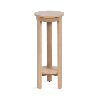 Kate and Laurel Foxford Modern Tiered Round Drink Table, 12 x 12 x 30, Light Natural, Transitional Two-Tier Circle Plant Stand for Use as Living Room Pedestal Table or Small Bedroom Nightstand