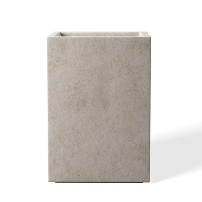 Kante 12.6" H Tall Rectangular Concrete Planters, Outdoor Indoor Lightweight Plant Pots with Drainage Hole and Rubber Plug, Modern Style for Home Garden Patio, Weathered Concrete