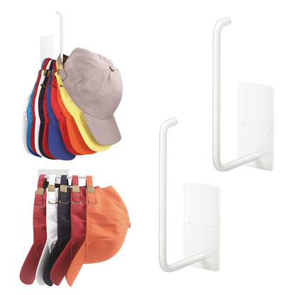 Letohoumia Hat Racks for Baseball Caps 2 Pack, Stainless Steel Adhesive Hat Hanger Hooks Holder for Wall, Multi-Purpose Strong Hook Organizer Can Hold More Than 20 Hats for Door/Closet