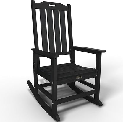 Oversized Rocking Chair, Outdoor Rocking Chair for Adults, All Weather Resistant Porch Rocker for Lawn Garden, Black