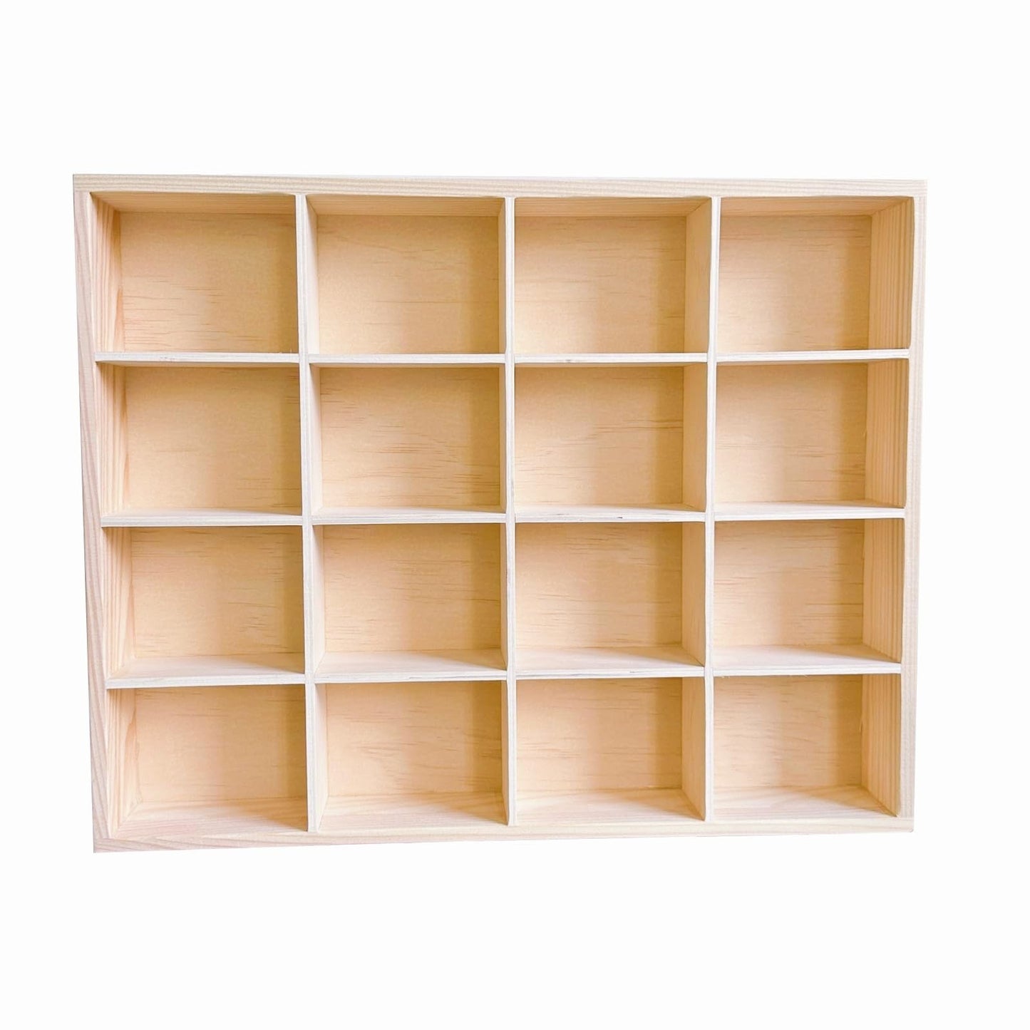 LONG TAO 1 Pcs 13.4''x10.6''x2'' Wooden Storage Divider Box Showcase Display Organization Tray Display Holder Tabletop Box with 16 Compartments for Home Craft Office Kitchen Storage