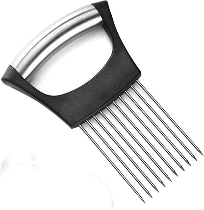 1Pc Onion Holder for Slicing, Onion Cutter for Slicing and Storage Onions, Tomato, Lemon, Eggs and Vegetables, Stainless Steel Onion Holder, Onion Slicer