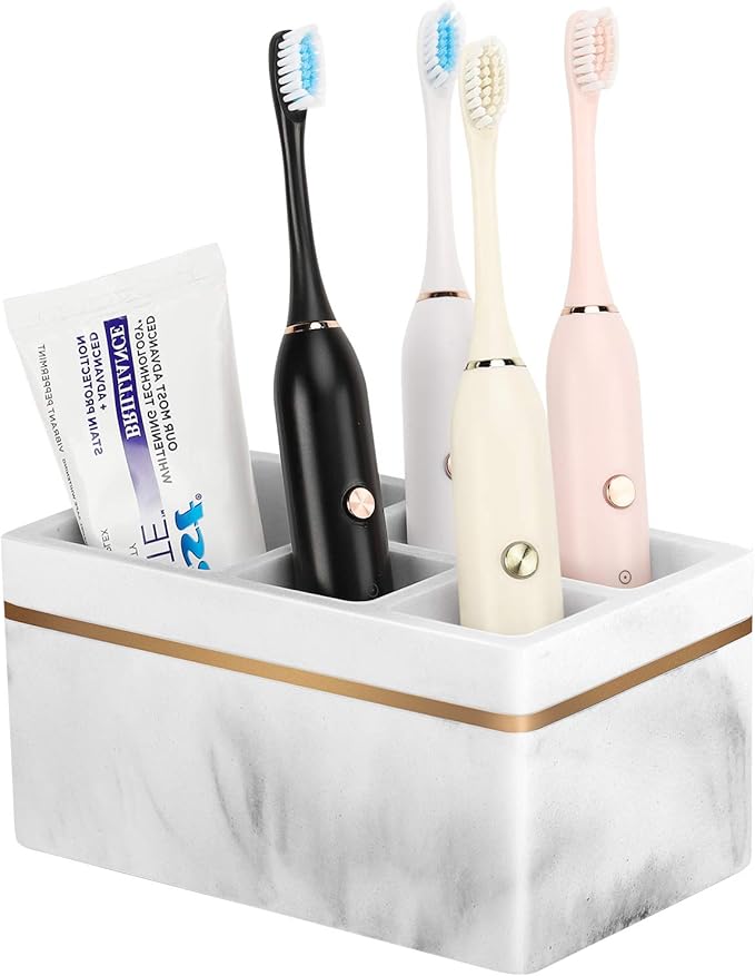 Shinowa Resin Toothbrush Holder, 5 Slots Hygienic Electric Toothbrush Holder