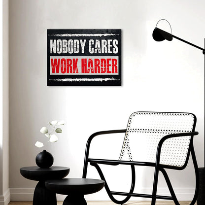Gwisml Nobody Cares Work Harder Inspirational Canvas Wall Art,Motivational Quotes Canvas Frame Painting Prints Posters Artwork For Home Office Wall Decor