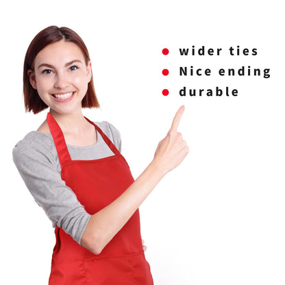 Syhood 18 Pack Bib Apron Bulk Unisex Plain Adjustable Apron with Pocket for Chef Cook Craft Kitchen Painting(Red)